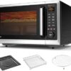 TOSHIBA OptiChef PRO MAX Air Fryer Combo Microwave Oven with 2.4-Inch Color Screen, Origin Inverter Technology, Smart Sensor, Compatible with Alexa, 1100W, 1.3 Cu.Ft, Silver ML2-STC13SAIT(SS)